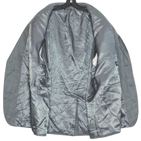 Ralph Lauren Sport Coat Blazer Silk Wool Houndstooth Classic Business Gray 52R - Picture 2 of 10